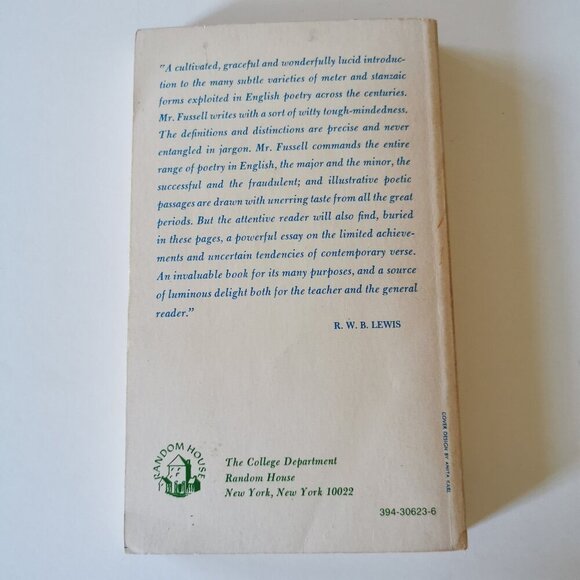 1965 Poetic Meter and Poetic Form Book Vintage Paul Fussell Jr Learn Poems PB - Picture 4 of 9